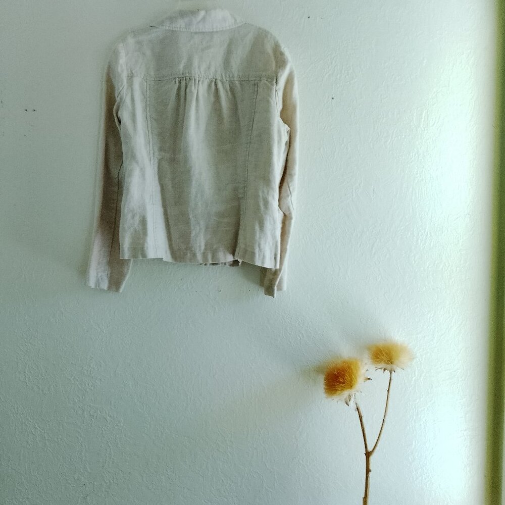 100% Linen Jacket Y2K Cottagecore Natural Fabric Capsule Academia - Picture 5 of 11